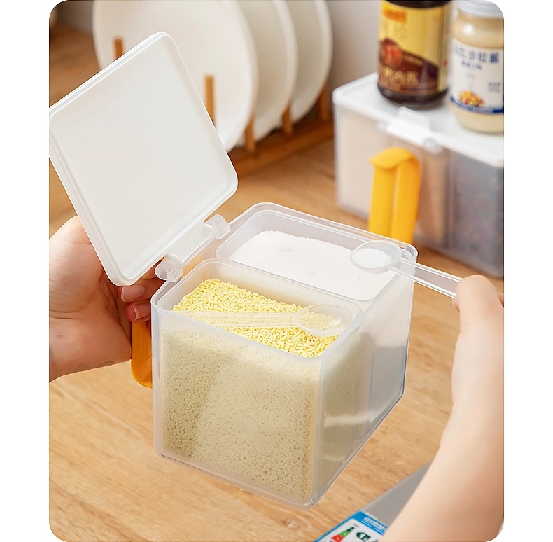 Plastic Seasoning Storage Container 4 Compartmented Kitchen Storage Box with Spoon