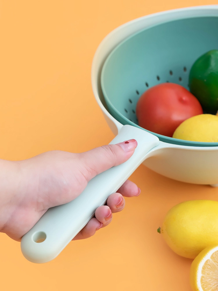 Kitchen Drain Basket for Cleaning Draining & Storing Fruits and Vegetables Colander Basket with Long Handle