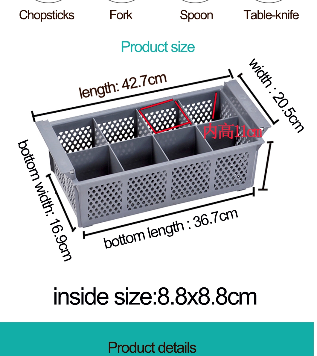 Cutlery Plastic Basket 8-Compartments Drying Rack/Chopsticks/Spoon/Fork/Knife Drain Basket/Tableware