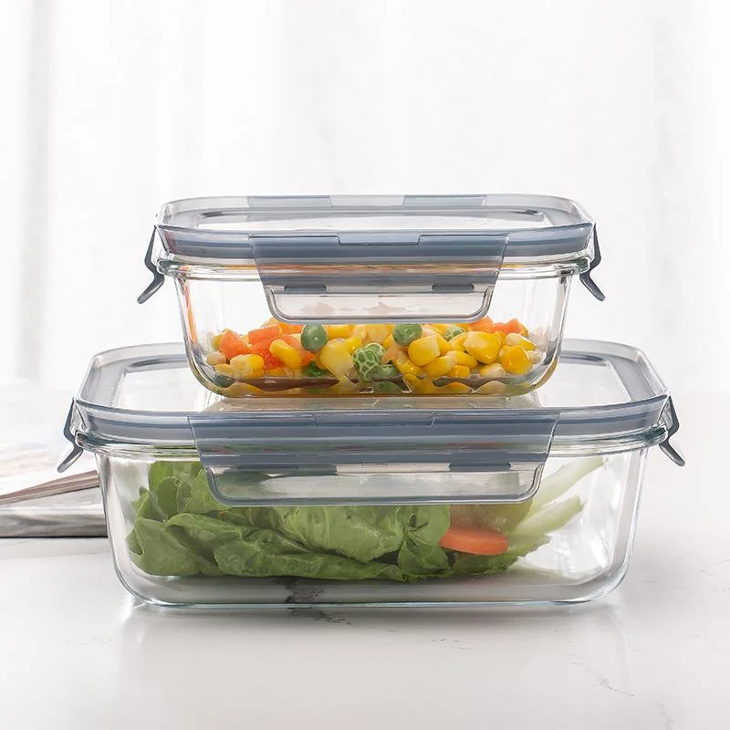 Wholesale 600ml 20.3oz Air Tight Microwavable Glass Storage Containers Lunch Box Glass Crisper