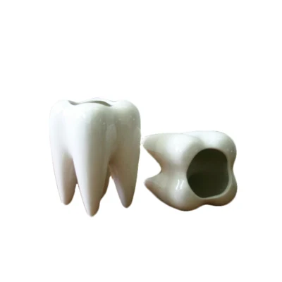 Portapenne da ufficio in ceramica personalizzati con denti fantasia